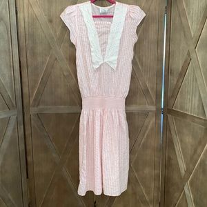 Vintage My Michelle Pink and White Striped Dress with Elastic Drop waist